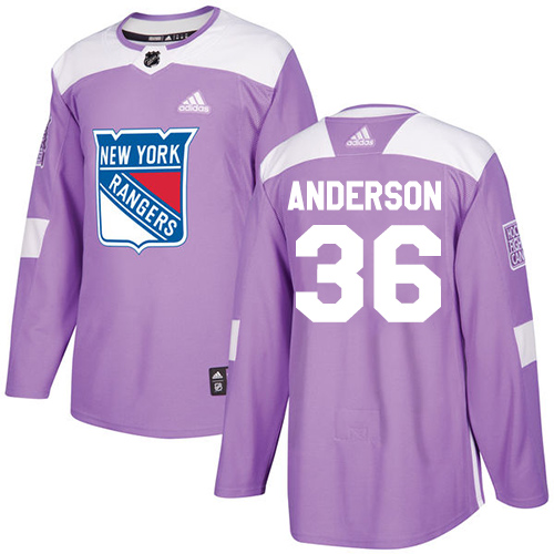 Adidas Rangers #36 Glenn Anderson Purple Authentic Fights Cancer Stitched NHL Jersey - Click Image to Close